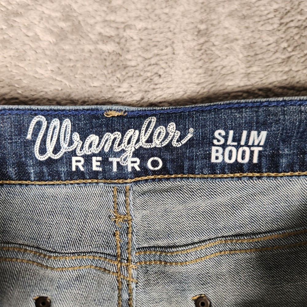 Wrangler Retro Slim Boot Jeans Mens 29x30 Blue Excellent Stretch 10WLT77LY - Picture 7 of 13